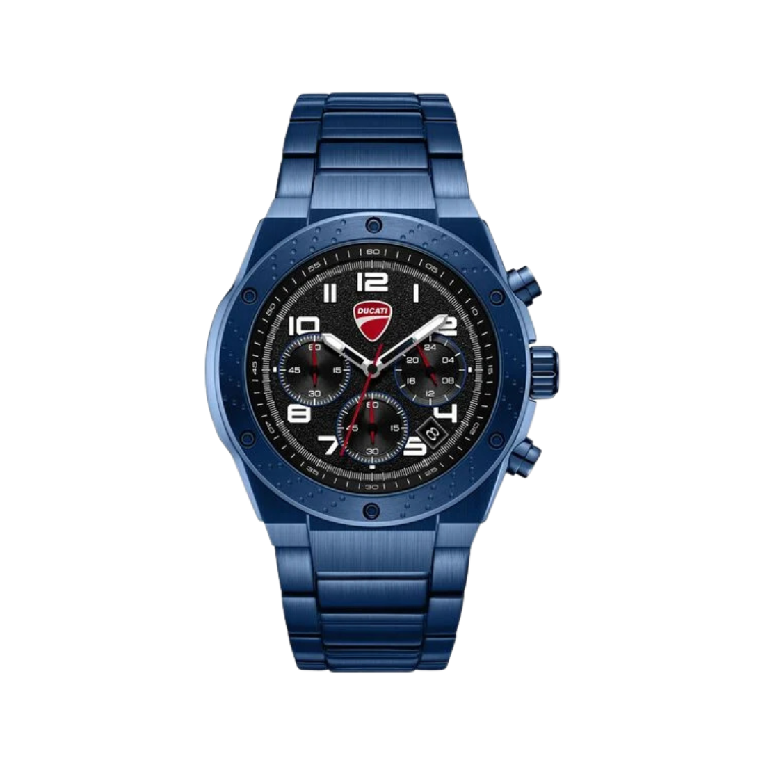 Ducati Supermotos Men's Watch Quartz Chronograph Black Dial Blue Stainless Steel Strap DTWGI0002502W