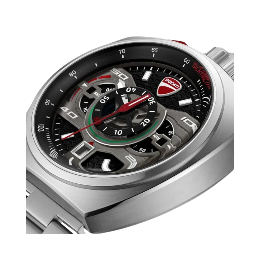 Ducati Corse Black Dial Silver Quartz Chronograph Stainless Steel Strap Watch For Men DTWGI0004001W