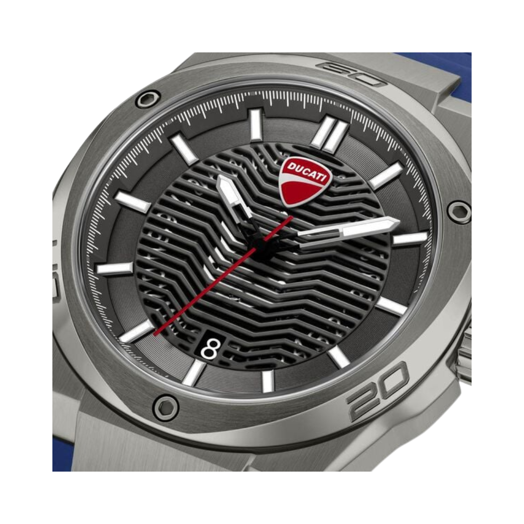 Ducati Touring Grey Dial Blue Silicone Strap Watch Quartz Analog For Mens Watch DTWGN0002702W