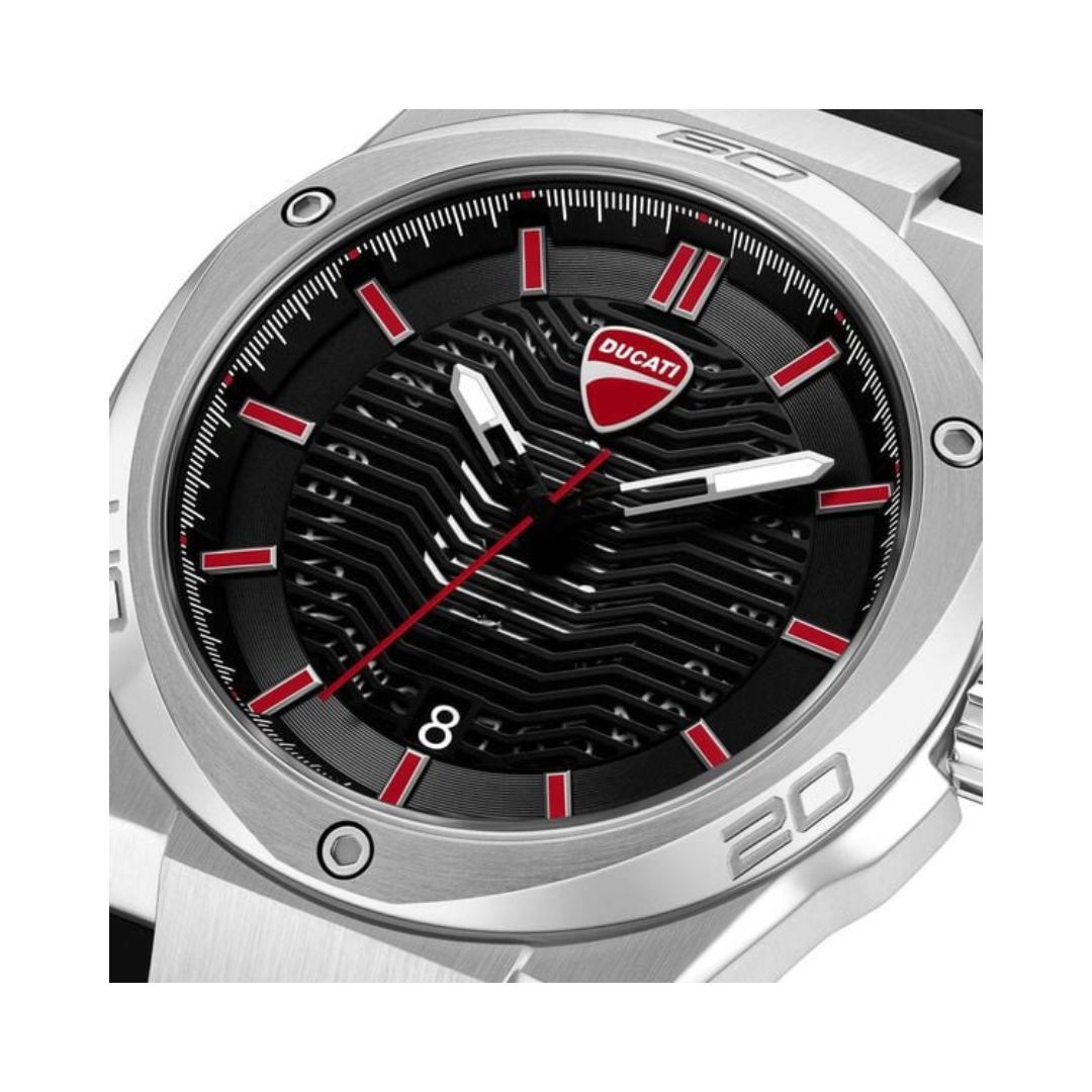 Ducati Touring Black Dial Black Silicone Strap Watch Quartz Analog For Men DTWGN0002703W