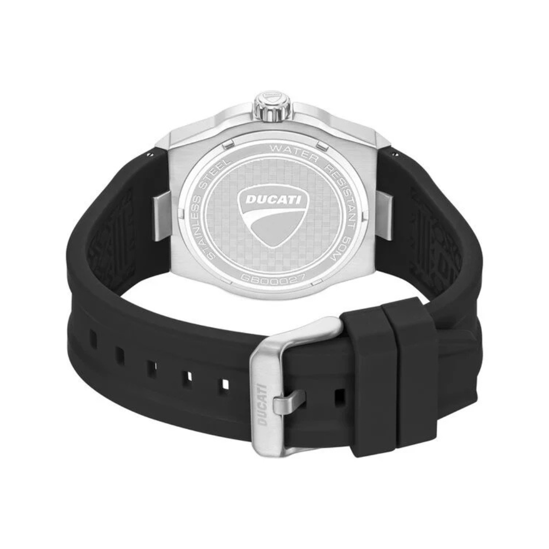 Ducati Touring Black Dial Black Silicone Strap Watch Quartz Analog For Men DTWGN0002703W