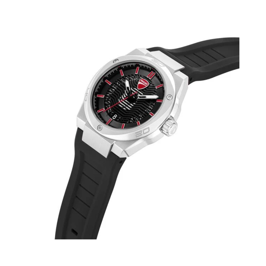 Ducati Touring Black Dial Black Silicone Strap Watch Quartz Analog For Men DTWGN0002703W