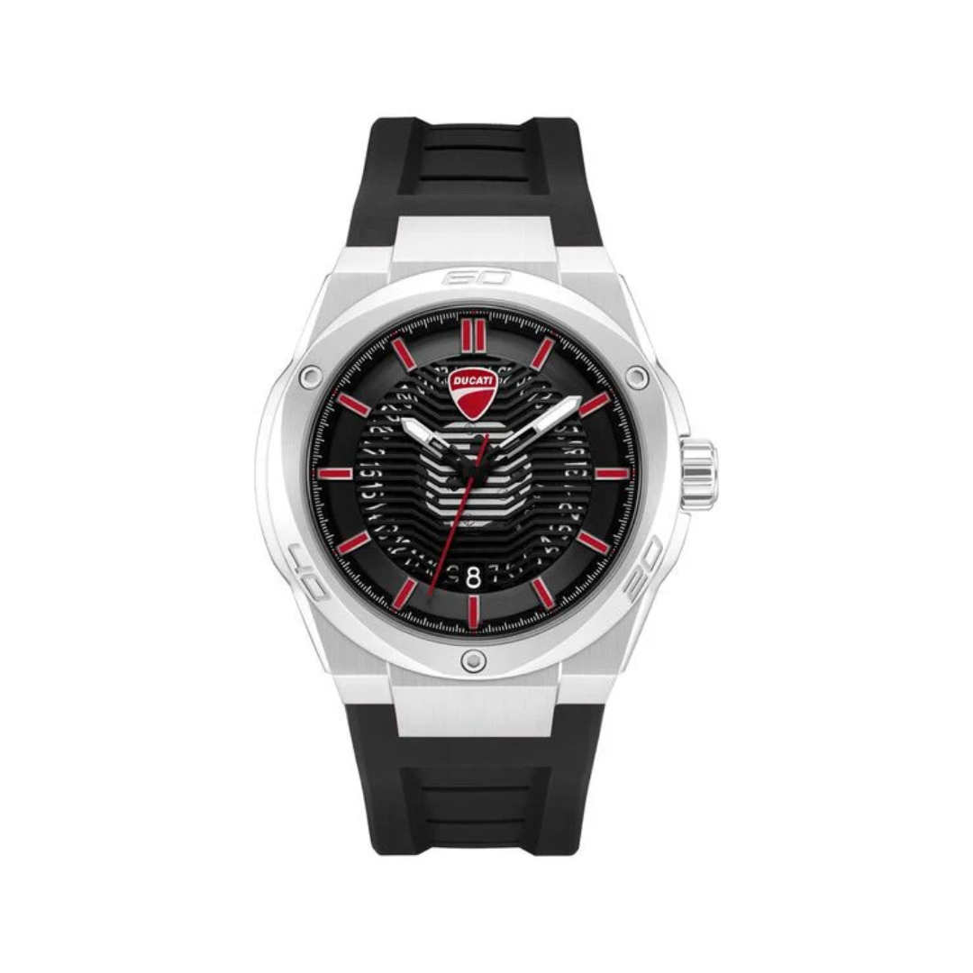 Ducati Touring Black Dial Black Silicone Strap Watch Quartz Analog For Men DTWGN0002703W