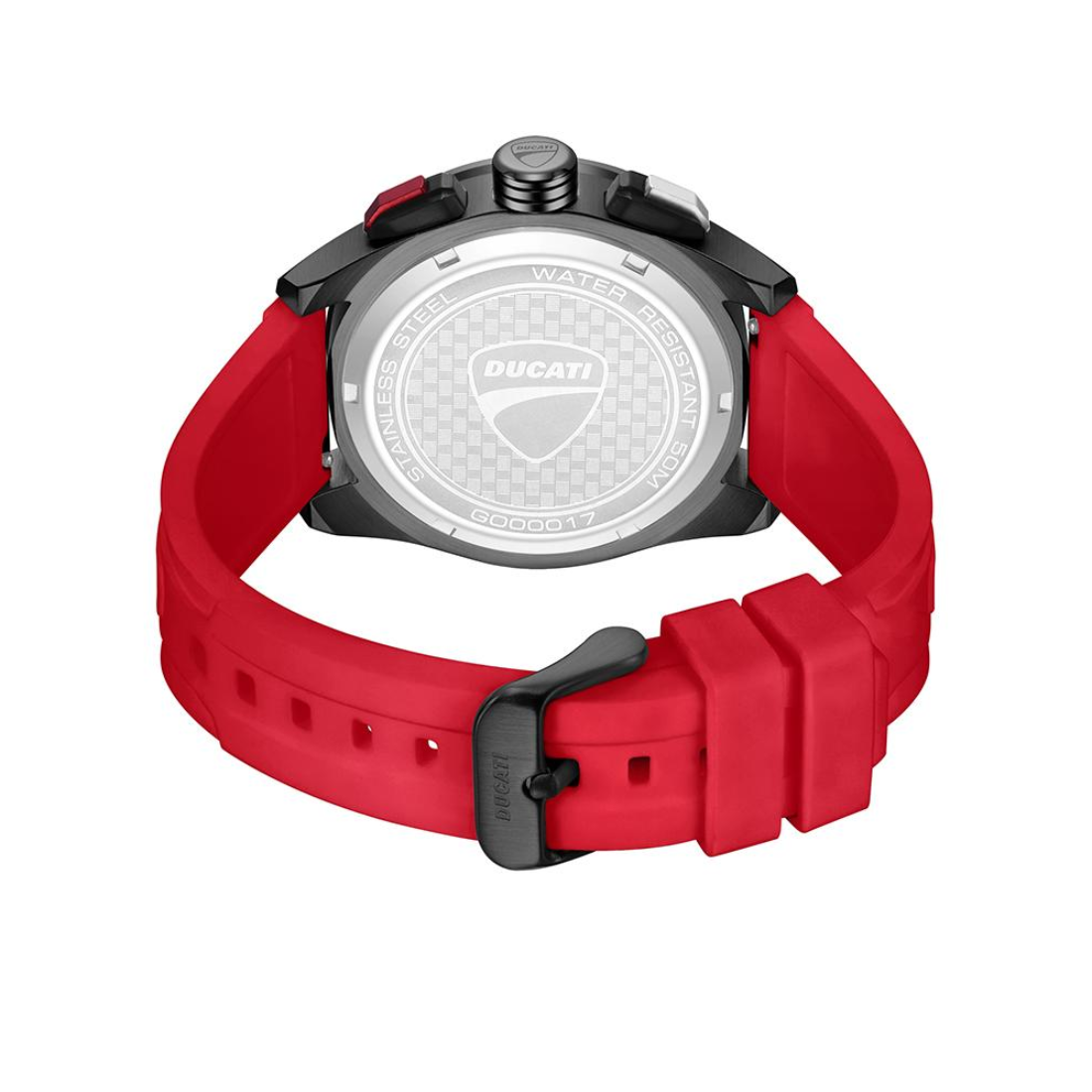 Ducati Extreme Sports Black Case Chronograph with Red Rubber Strap Men's Watch DTWGO0001701W