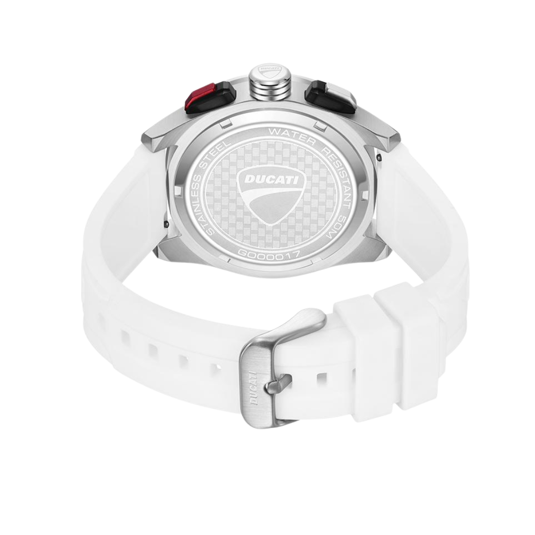 Ducati Extreme Sports Black Dial Chronograph in Steel Case with White Rubber Strap Mens Watch DTWGO0001702W