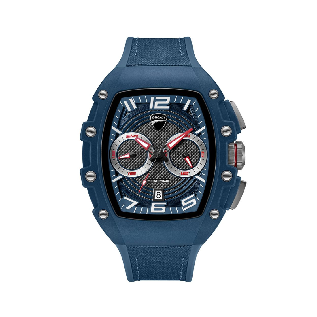 Ducati Supermotos Blue Case and Rubber Strap Dual Time Mens Watch DTWGO0001901W