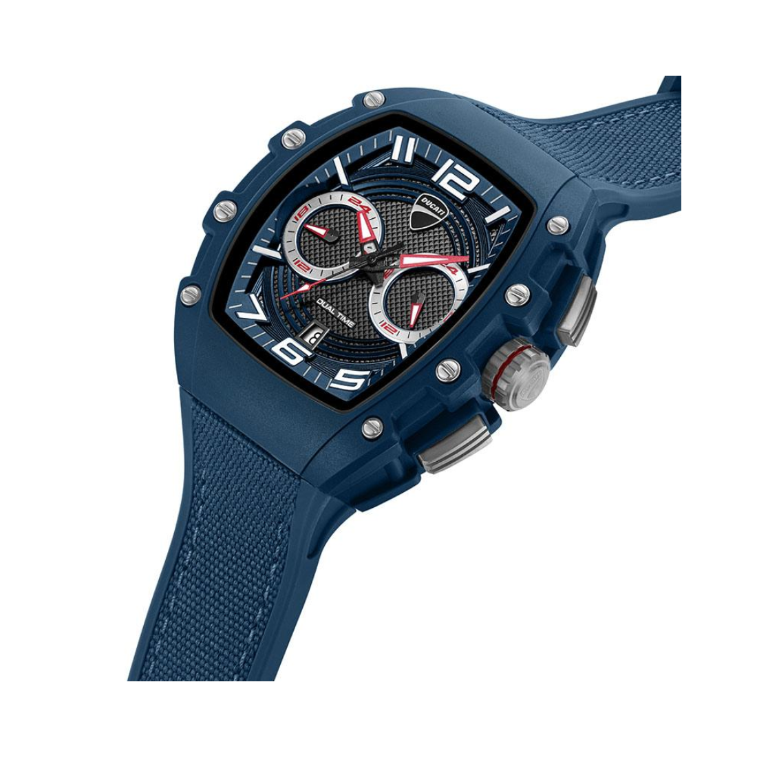 Ducati Supermotos Blue Case and Rubber Strap Dual Time Mens Watch DTWGO0001901W