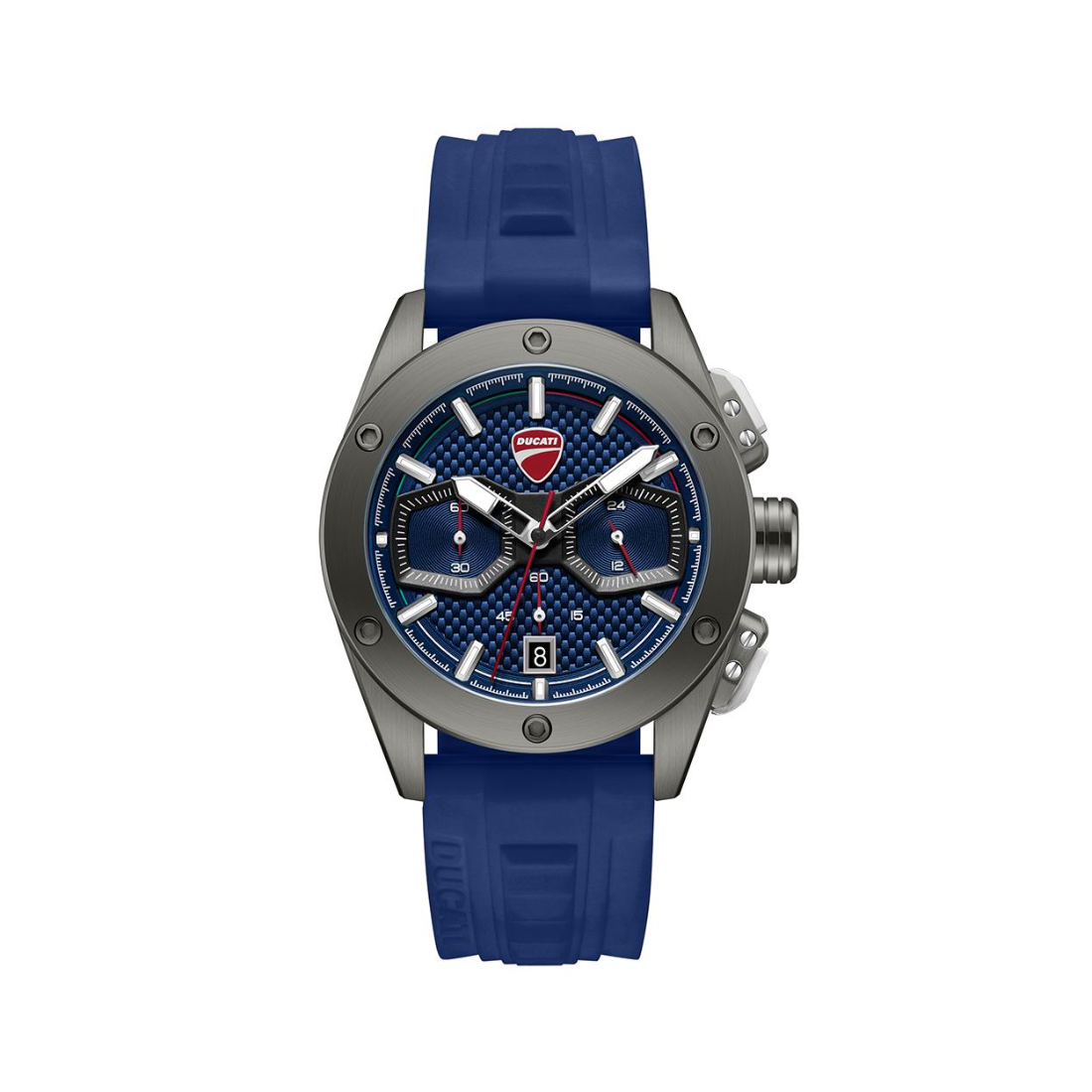 Ducati Supermotos Grey Case and Blue Rubber Strap Chronograph Mens Watch DTWGO0002205W