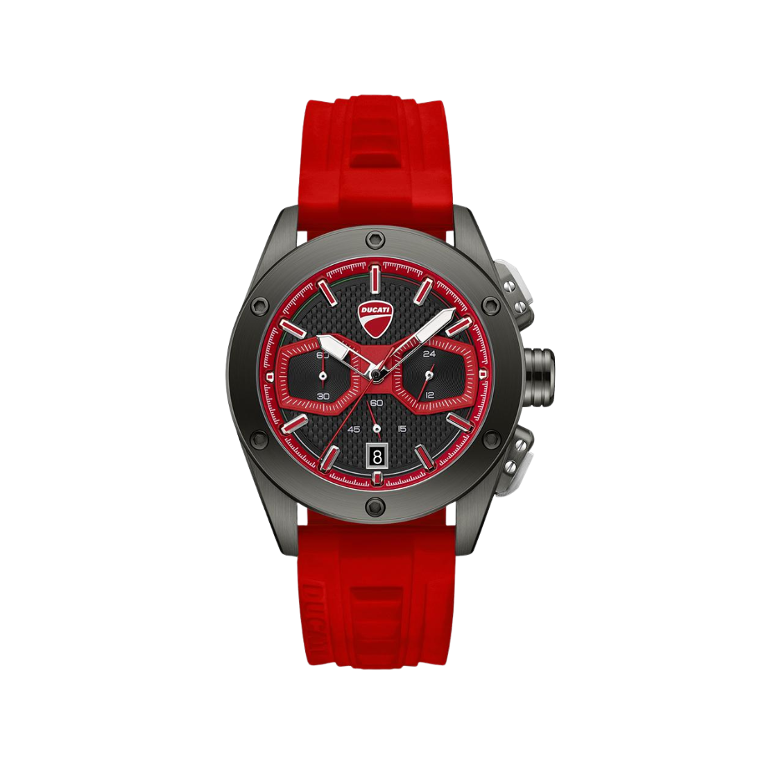 Ducati Supermotos Grey Case and Red Rubber Strap Chronograph Mens Watch DTWGO0002206W