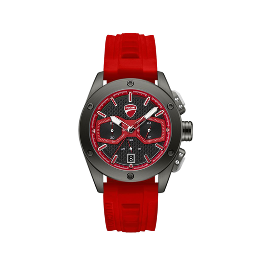 Ducati Supermotos Grey Case and Red Rubber Strap Chronograph Mens Watch DTWGO0002206W
