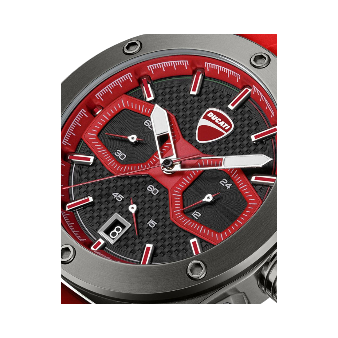 Ducati Supermotos Grey Case and Red Rubber Strap Chronograph Mens Watch DTWGO0002206W