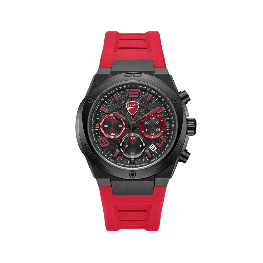 Ducati Extreme Sports Black and Red Dial Chronograph in Red Rubber Strap Mens Watch DTWGO0002401W