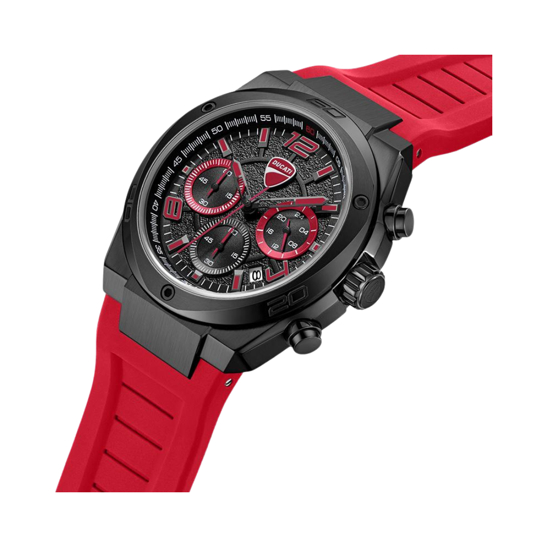 Ducati Extreme Sports Black and Red Dial Chronograph in Red Rubber Strap Mens Watch DTWGO0002401W
