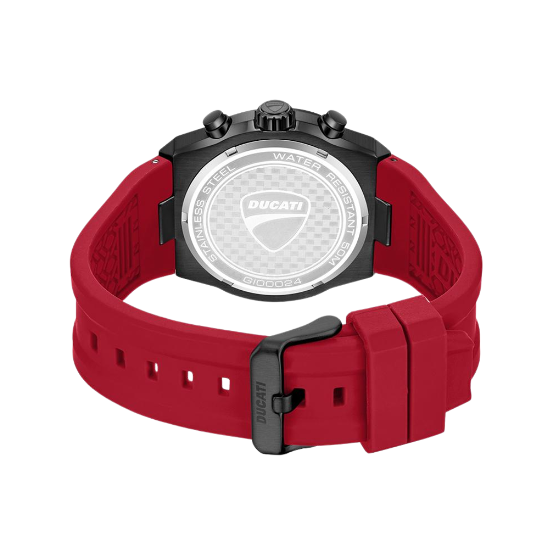 Ducati Extreme Sports Black and Red Dial Chronograph in Red Rubber Strap Mens Watch DTWGO0002401W