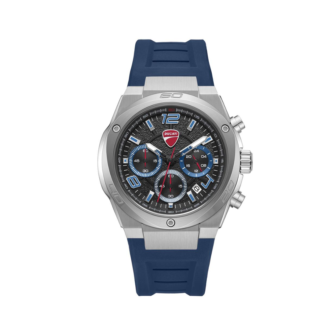 Ducati Extreme Sports Black Dial in Steel Case and Blue Rubber Strap Mens Watch DTWGO0002402W