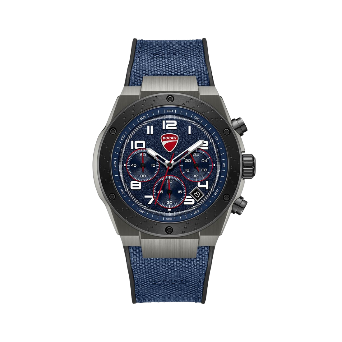 Ducati Supermotos Black and Blue Dial Chronograph in Nylon Cum Rubber Strap Mens Watch DTWGO0002502W