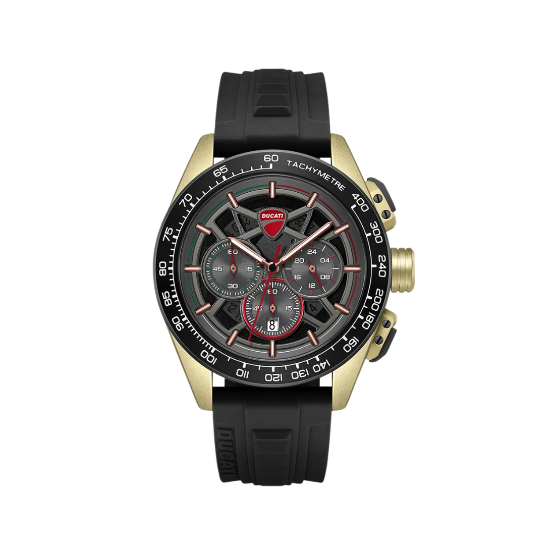 Ducati Extreme Sports Matt Gold Case with Black Dial and Rubber Strap Mens Watch DTWGO0003002W