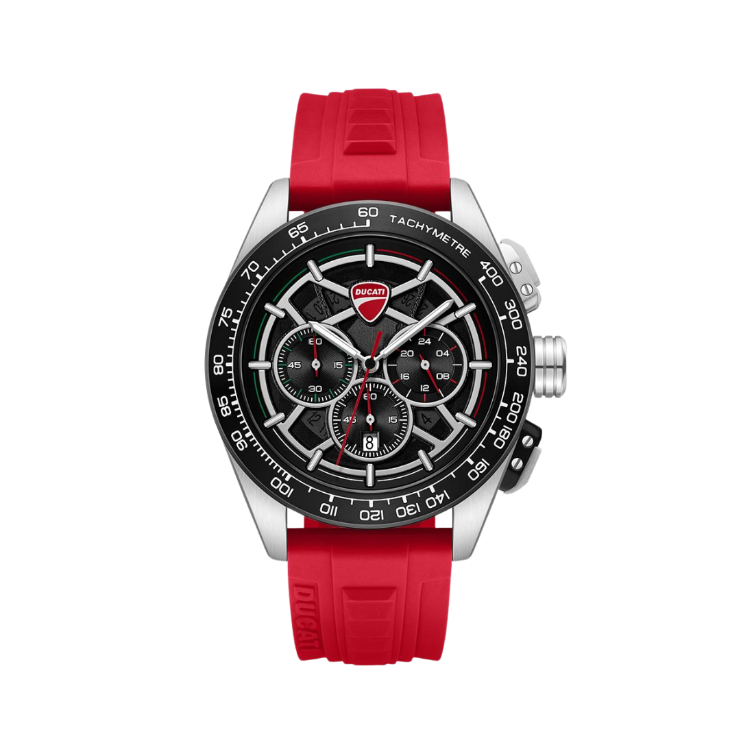 Ducati Extreme Sports Black Dial and Red Rubber Strap Chronograph Mens Watch DTWGO0003003W