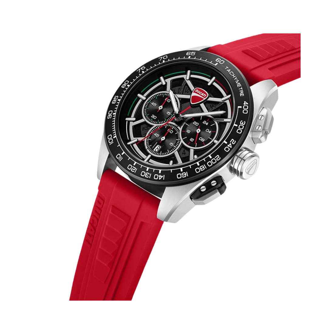 Ducati Extreme Sports Black Dial and Red Rubber Strap Chronograph Mens Watch DTWGO0003003W