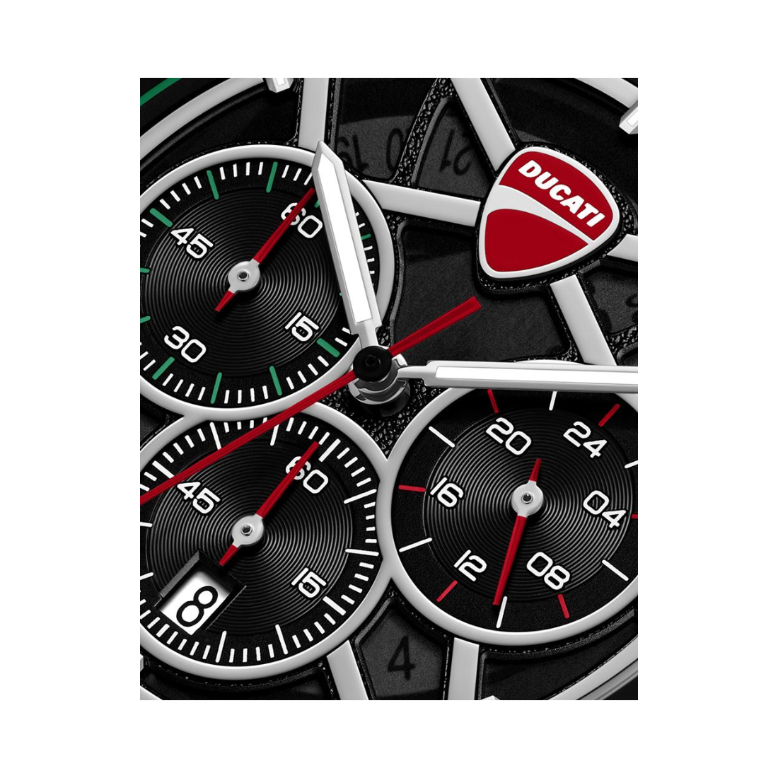 Ducati Extreme Sports Black Dial and Red Rubber Strap Chronograph Mens Watch DTWGO0003003W