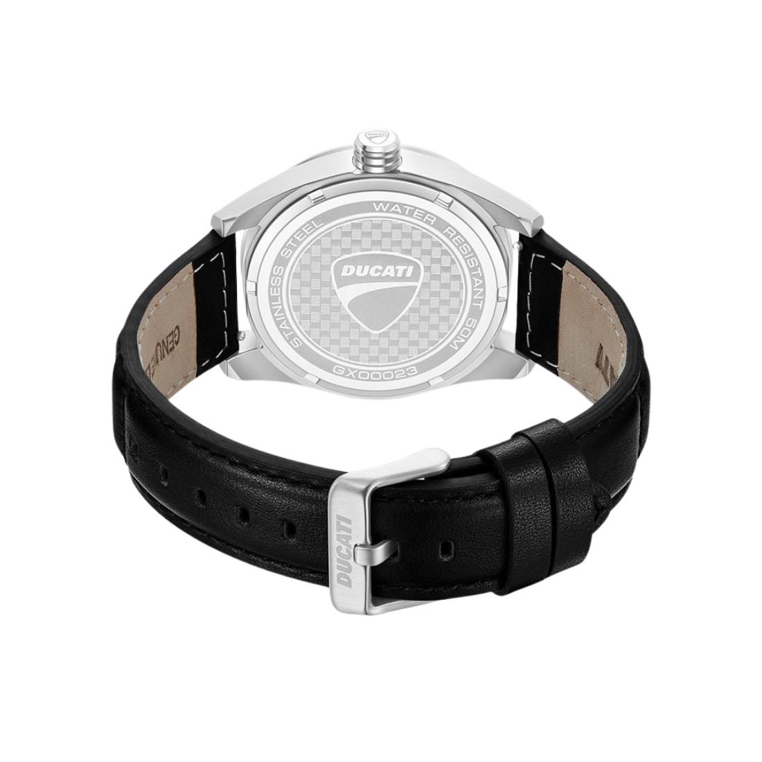Ducati Touring Steel Case Black Dial in Black Leather and Rubber Strap Mens Watch DTWGX00023X0W