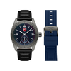 Ducati Touring Blue Dial Steel Case with Black Leather and Blue Rubber Strap Mens Watch DTWGX00023X1W