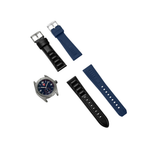 Ducati Touring Blue Dial Steel Case with Black Leather and Blue Rubber Strap Mens Watch DTWGX00023X1W
