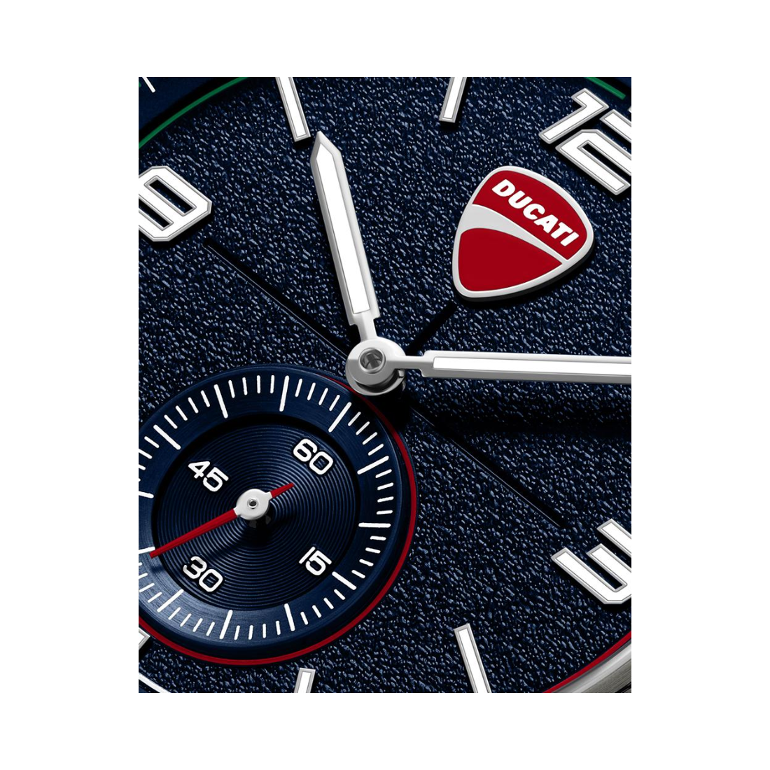 Ducati Touring Blue Dial Steel Case with Black Leather and Blue Rubber Strap Mens Watch DTWGX00023X1W