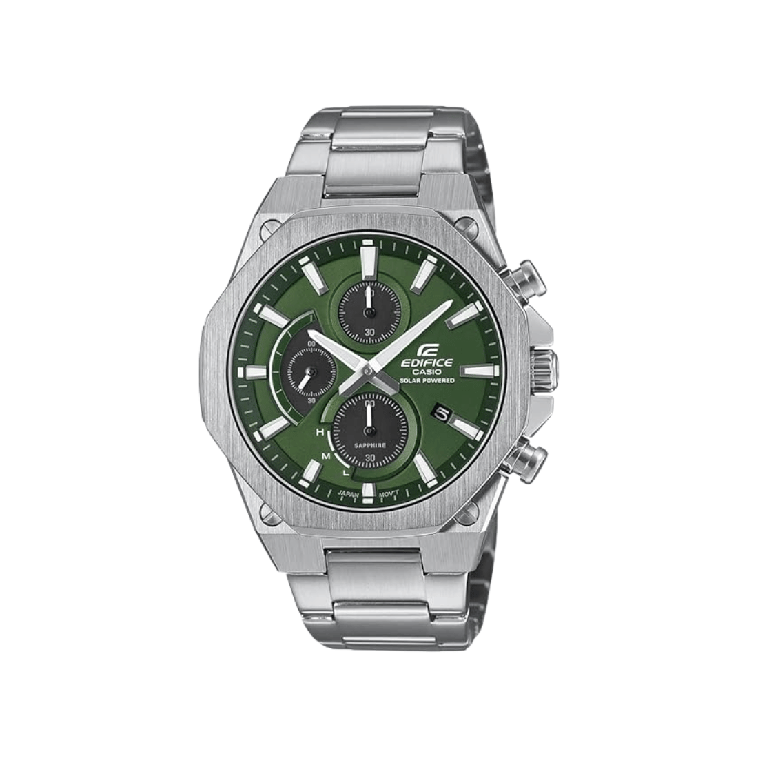 Casio Edifice Green Dial Chronograph Solar Powered Mens Watch ED643 - EFS-S570D-3AUDF