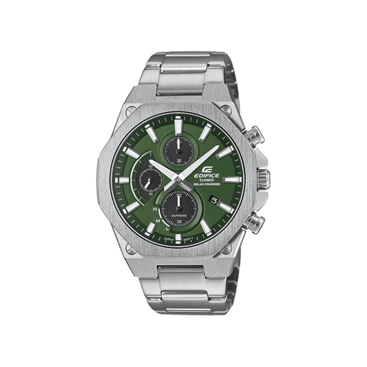 Casio Edifice Green Dial Chronograph Solar Powered Mens Watch ED643 - EFS-S570D-3AUDF