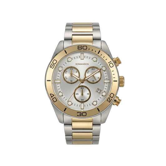 Romanson Classic Silver & Gold Men Watch TM6BS203FMCWH