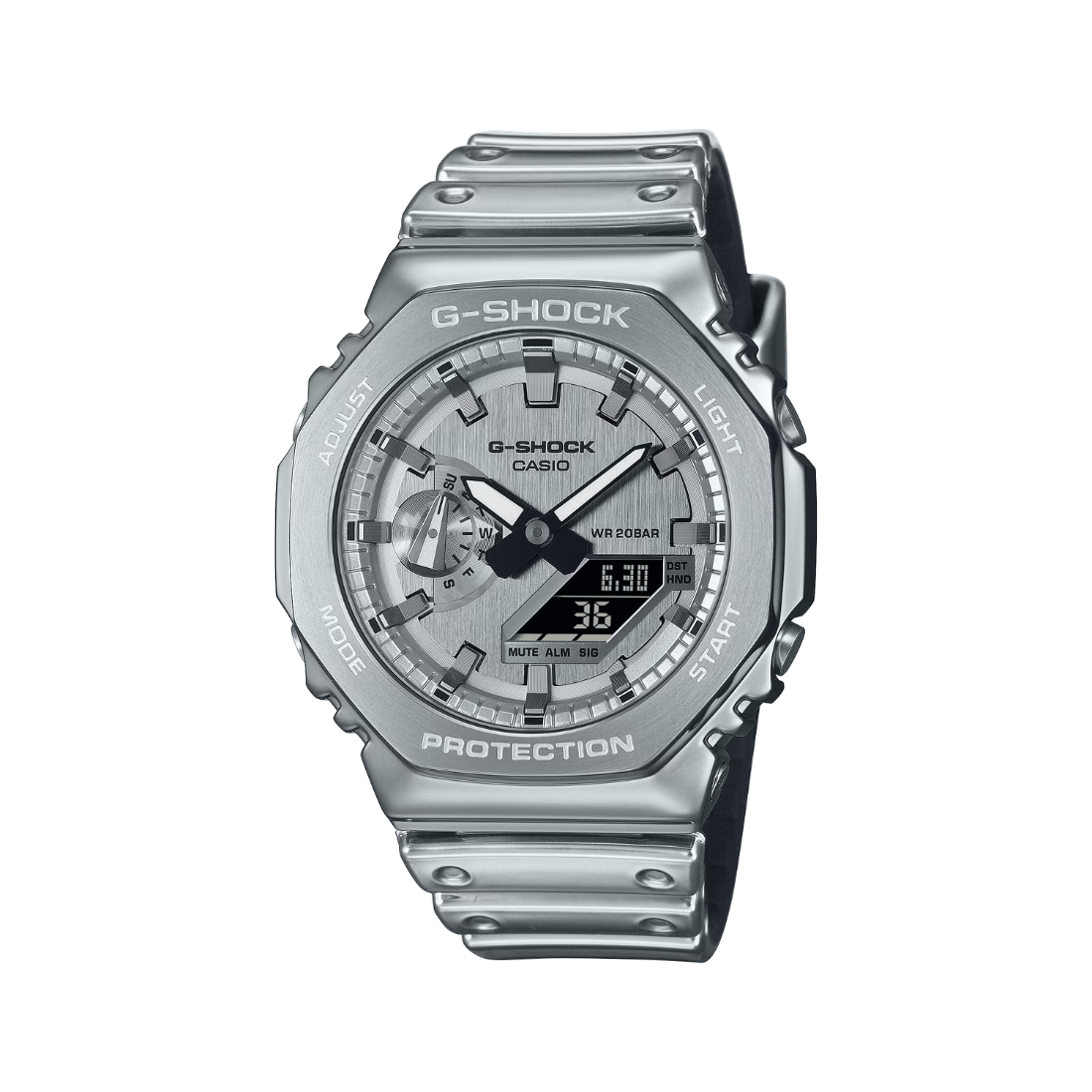 Casio G-Shock Silver Resin Band Mens Watch G1668 - GM-2100YM-8A