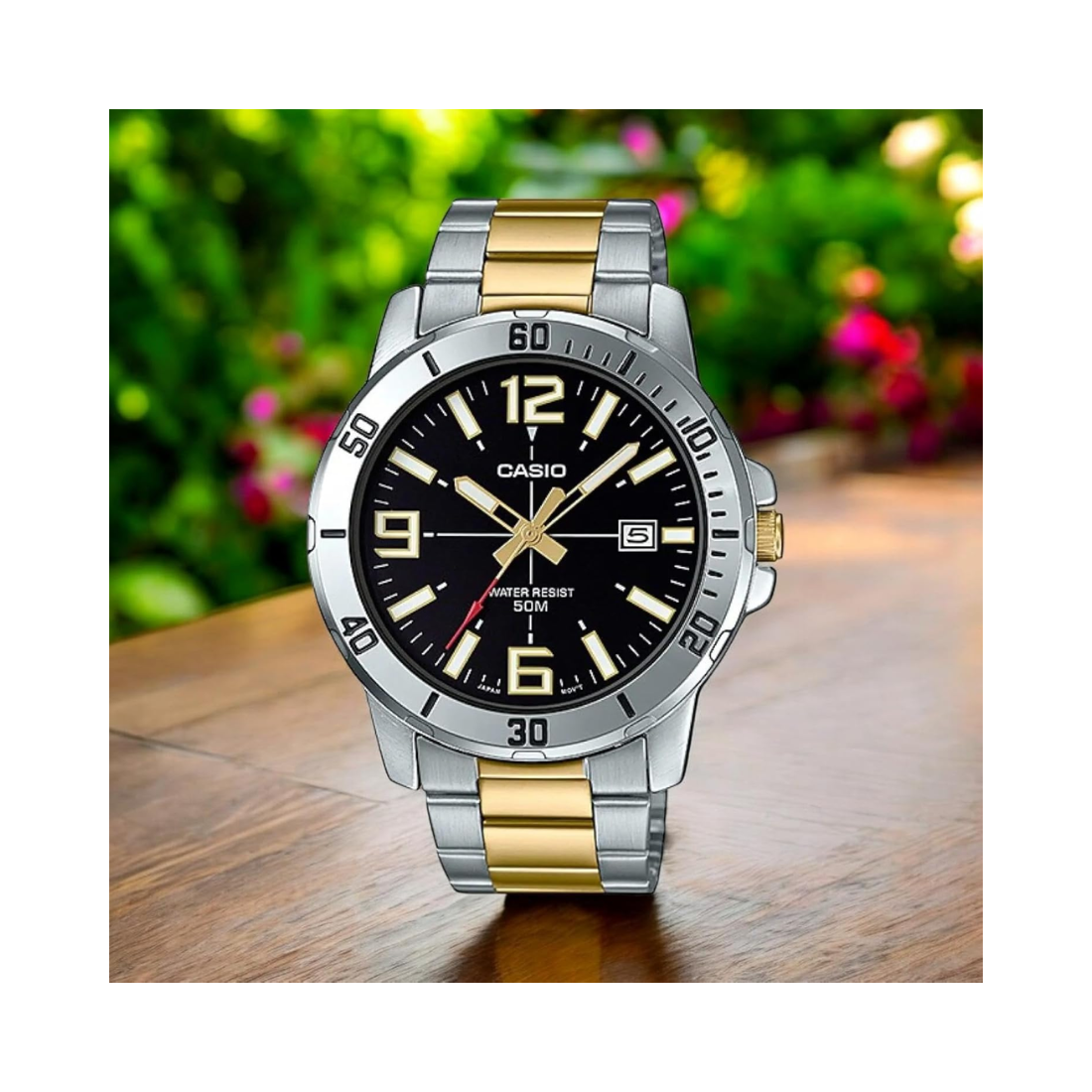 Casio Enticer Silver Golden Mens Watch - MTP-VD01SG-1BV - A1735