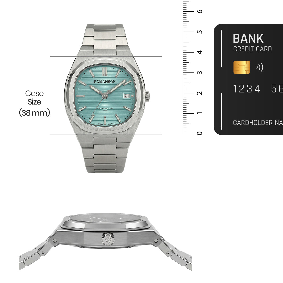 Romanson Classic Turquoise Dial Men Watch TM5BS008MMWLBU