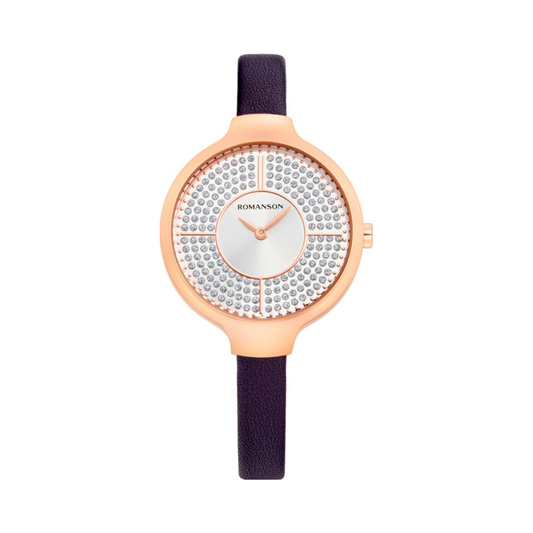 Romanson Rose Gold full Stone Dial Swiss Quartz Watch for Womens | RL0B13LLRWH