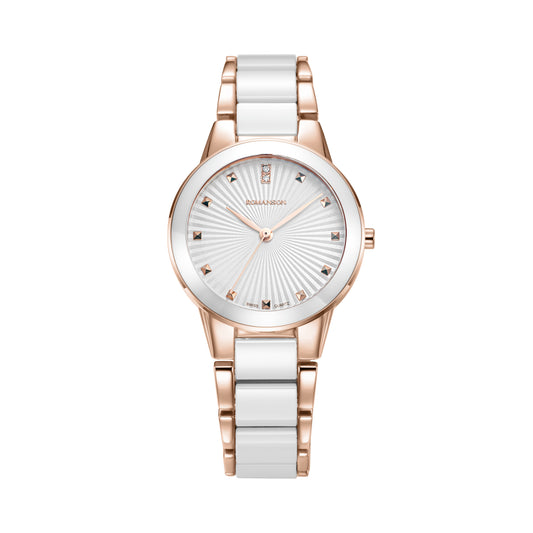 Romanson White & Rose Gold Men Watch RM5BF506KLRWH