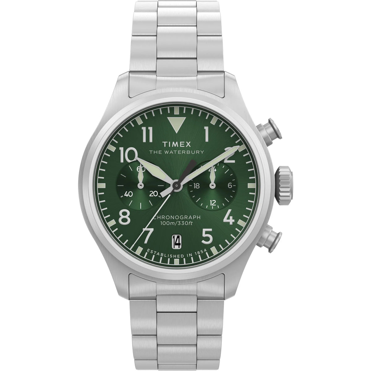 TIMEX Waterbury Traditional Green Silver Men’s Analog Watch TW2Y19100IK