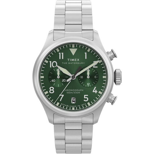 TIMEX Waterbury Traditional Green Silver Men’s Analog Watch TW2Y19100IK