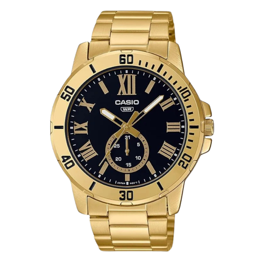 Casio Enticer Black Dial Men Stainless Steel Analog Watch Budf A2069 MTP-VD200G-1