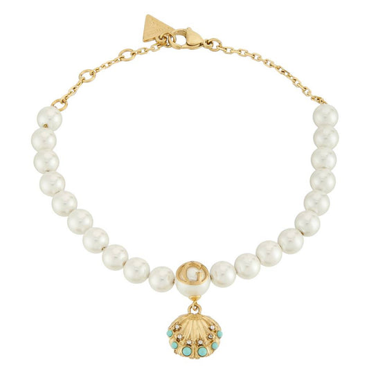 Guess Seashell Gold-Plated Pearl Women's Bracelet UBB05126YGL
