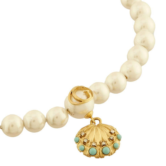 Guess Seashell Gold-Plated Pearl Women's Bracelet UBB05126YGL