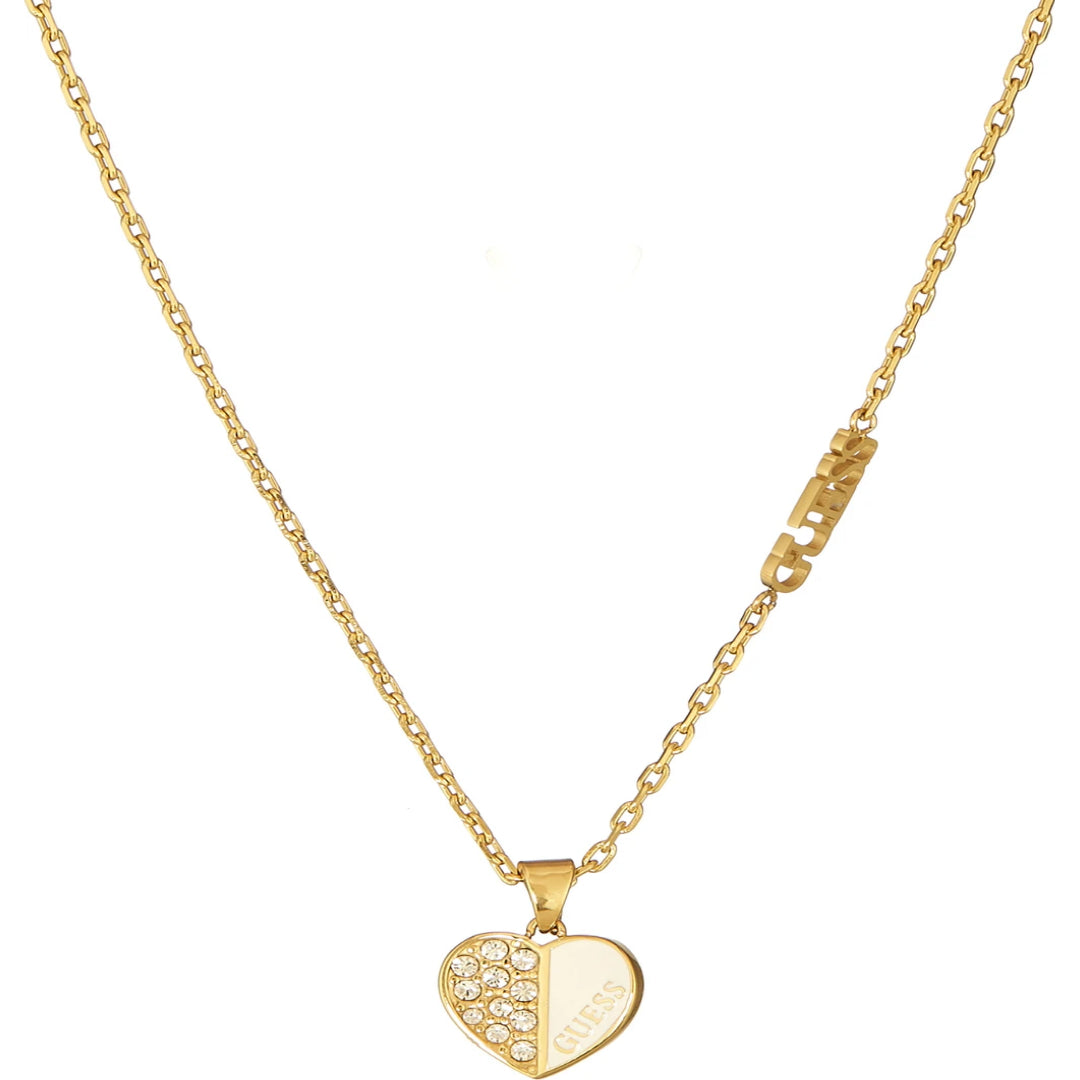 GUESS Rolling Hearts Gold-Plated Women's Necklace Gold UBN03041YGWH