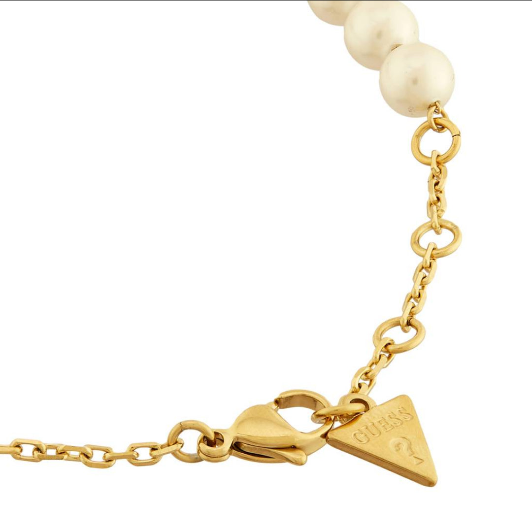 Guess Seashell Gold-Plated Pearl Women's Bracelet UBB05126YGL