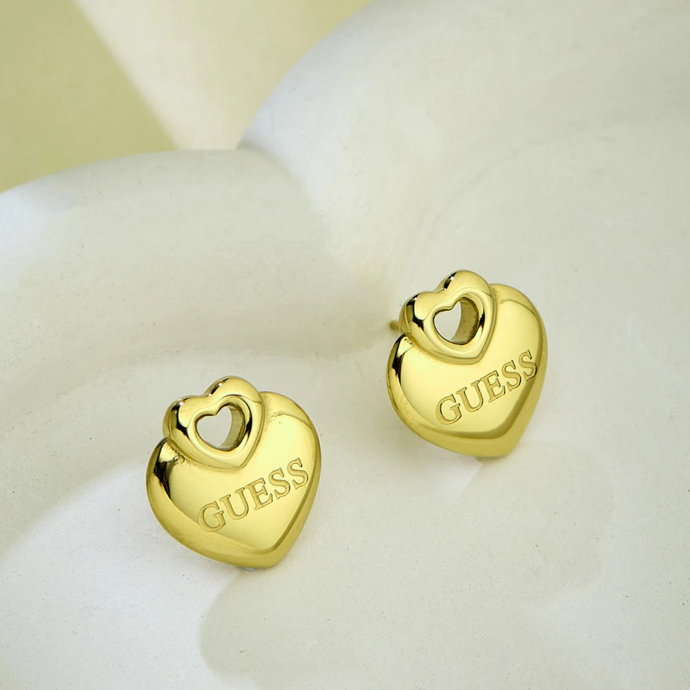 GUESS Crazy In Love Gold-Plated Women's Stud Earrings UBE05218YG