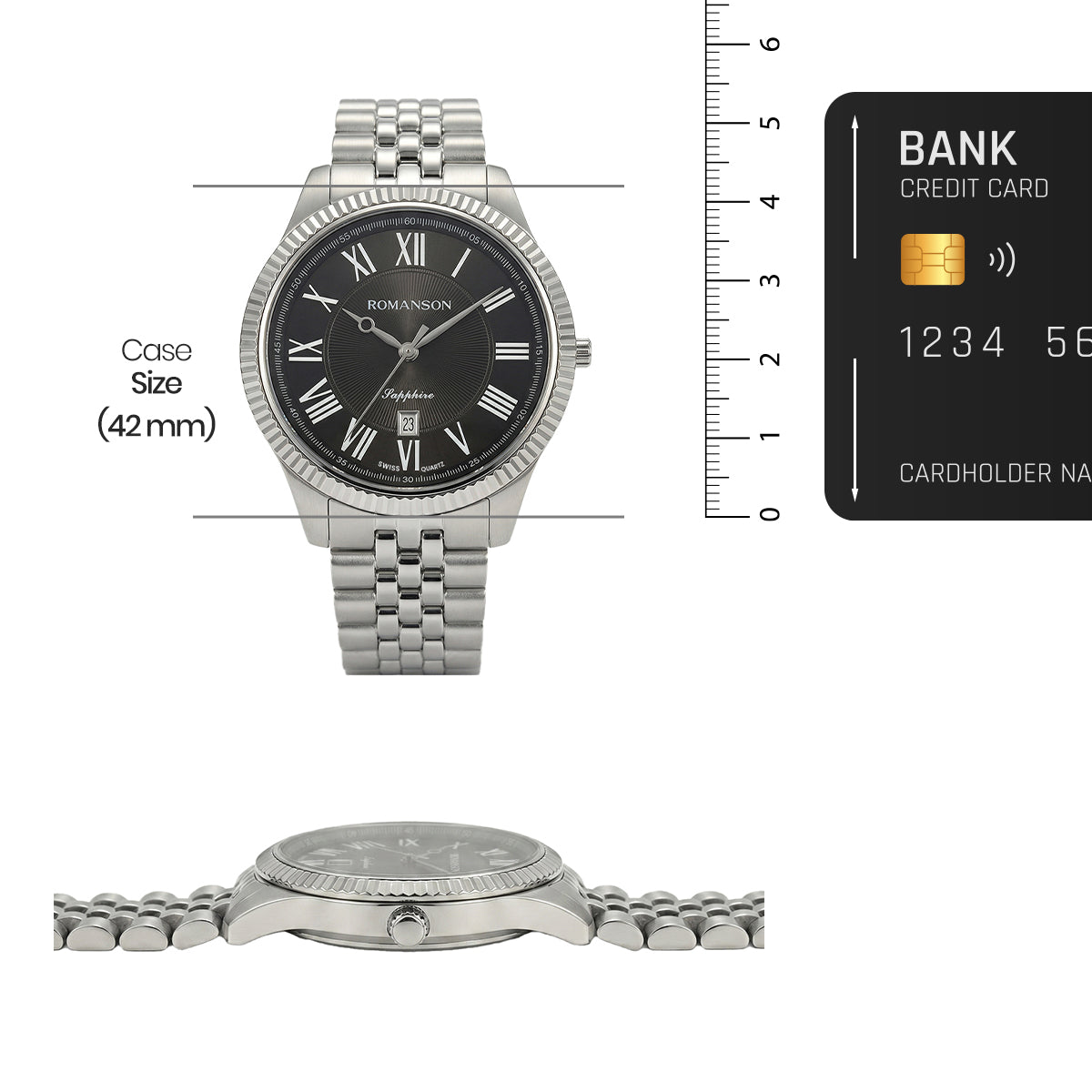 Romanson Silver Men Watch TM3BS190MMWBK
