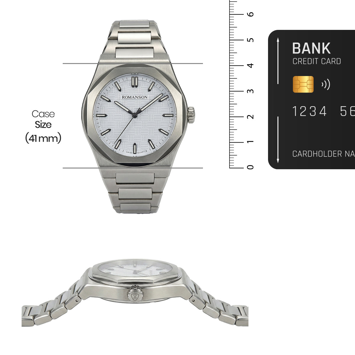 Romanson Silver Men Watch RM4BS004MWLBU