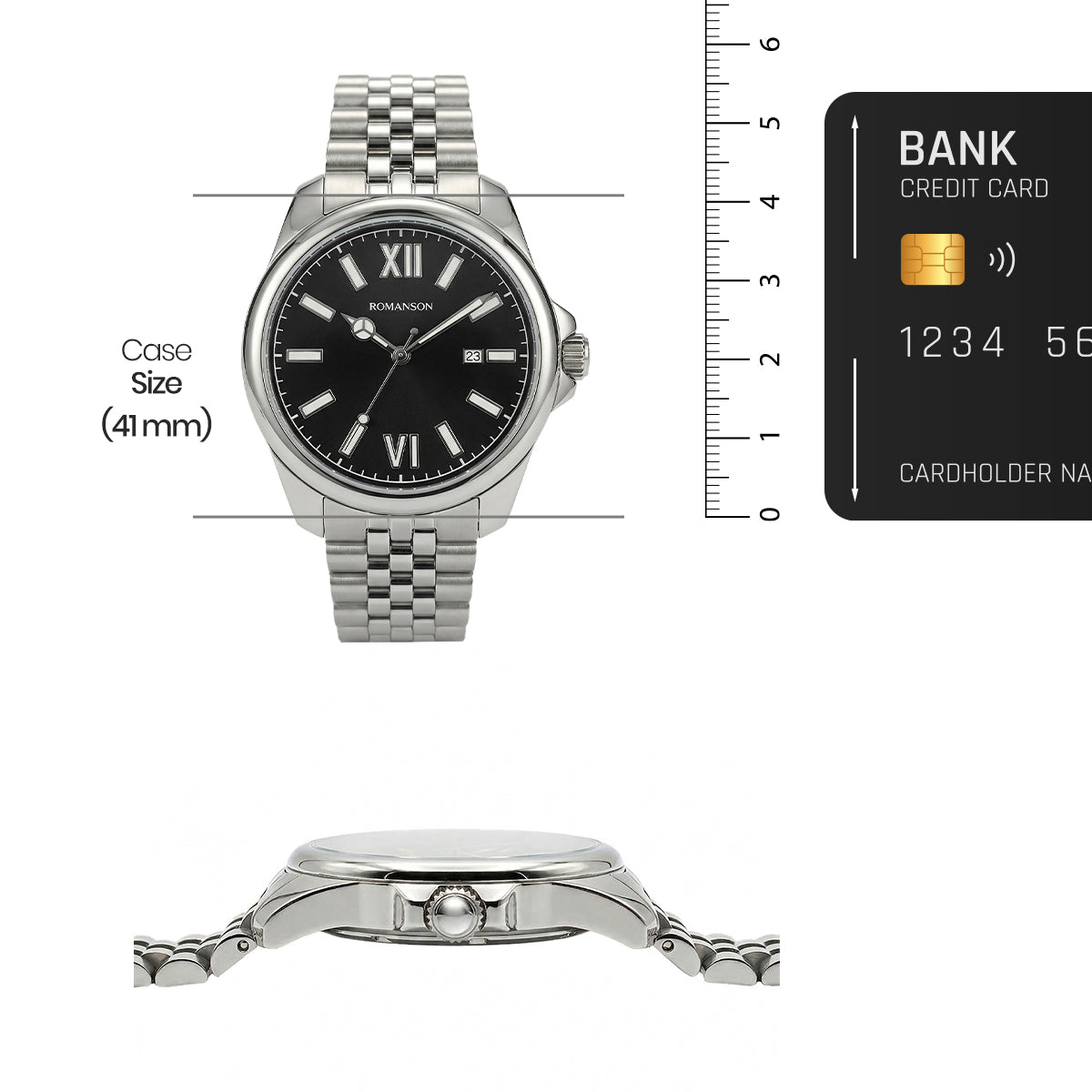 Romanson Classic Silver Men Watch TM6BS202MMWBK
