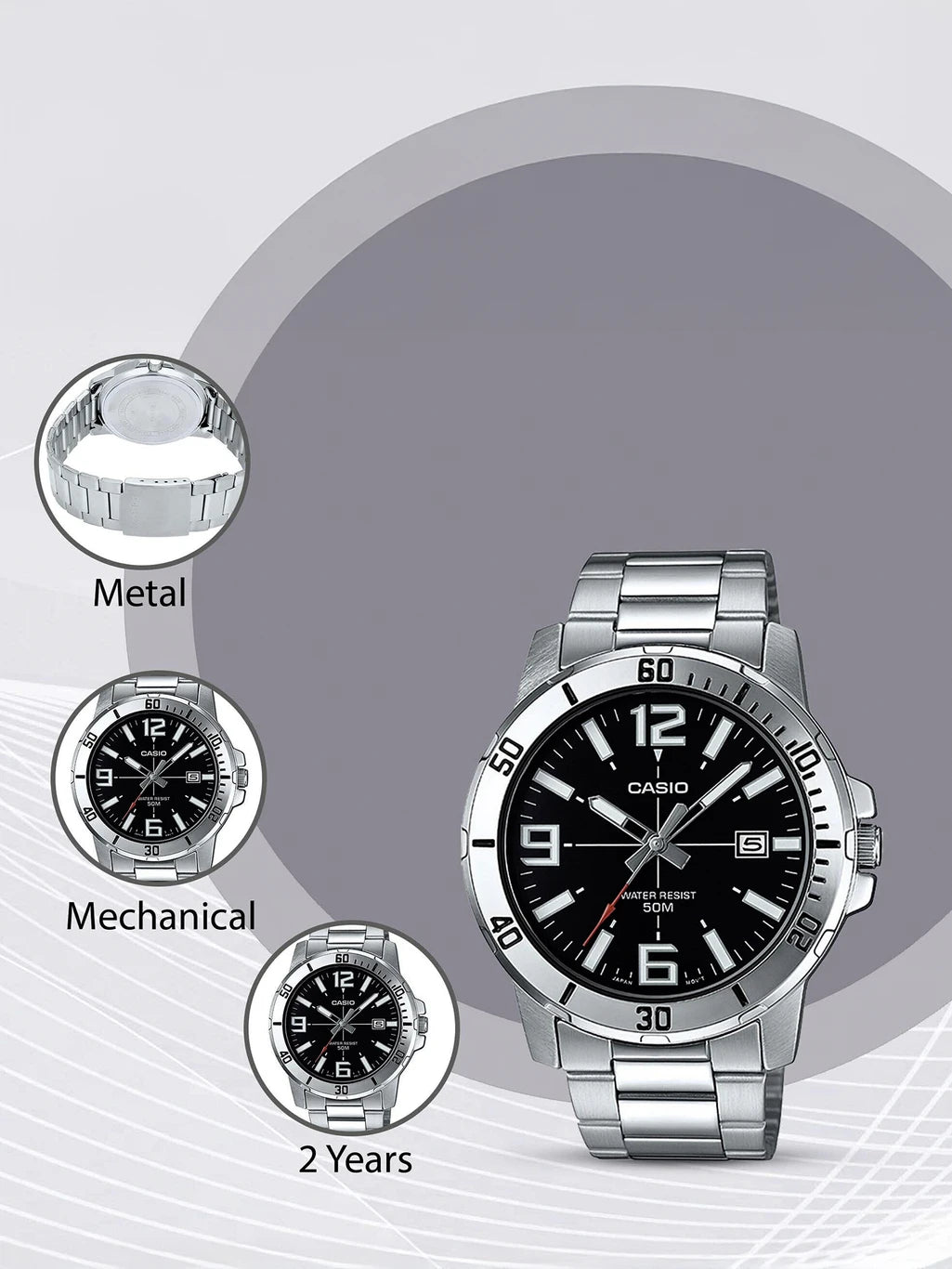 Casio Enticer Black Dial Men Watch A1361 MTP-VD01D-1BVUDF