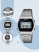 CASIO Vintage Black Silver Unisex Watch Digital Watch D129 B640WD-1AVDF
